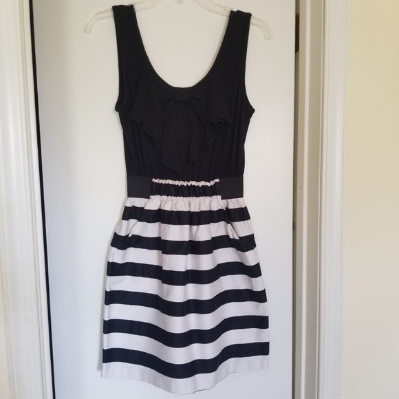 IZ BYER Black and White Bow Tank Stripe skirt Mini Dress (size M) - Picture 2 of 4